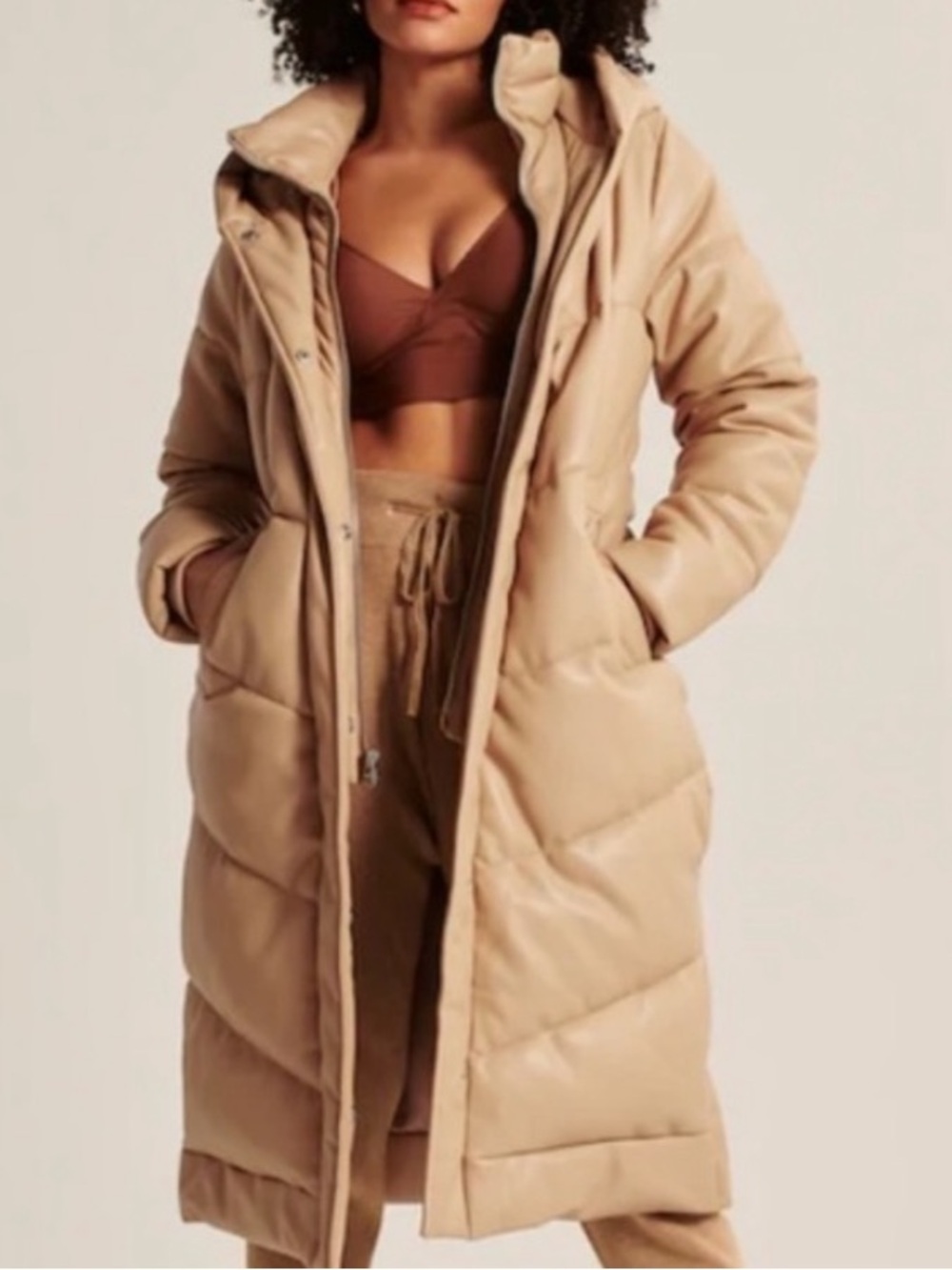 Abercrombie & Fitch Ultra Vegan Leather Coat Long
